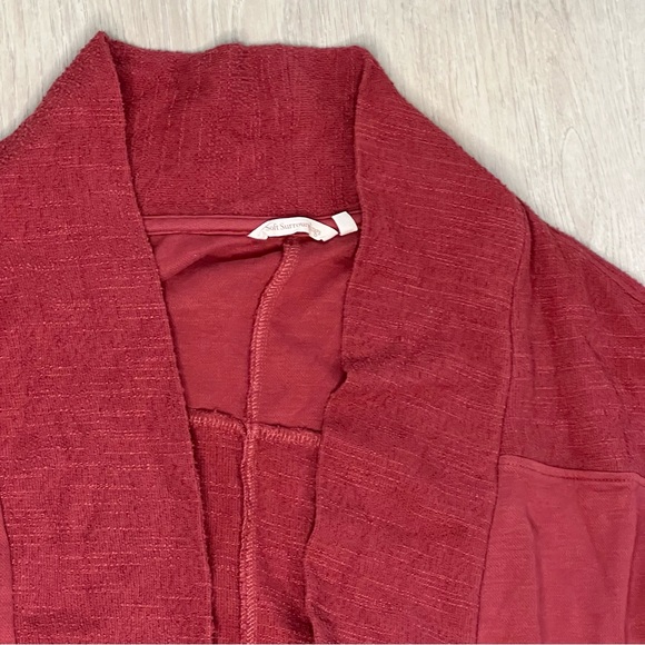 Soft Surroundings Free Rain Open Cardigan Brick Red Boho Cozy Pocketed - Picture 4 of 8